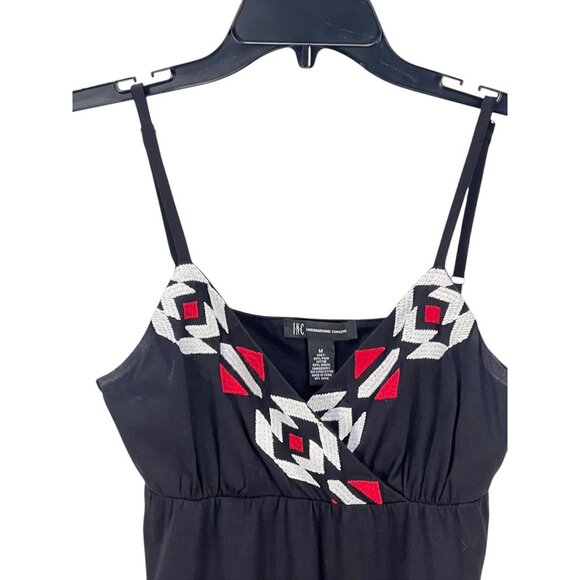 I.N.C Aztec Embroidered Sundress Adjustable Spaghetti Straps M Deep Black Casual - Picture 3 of 8